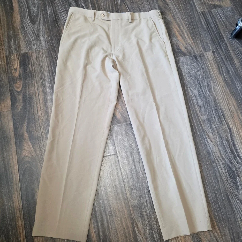 Tommy Hilfiger Warren Mens Khaki Stretch Performance Dress Pants 36x30 D956